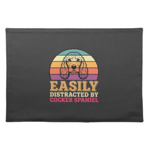 Easily Distracted By Cocker Spaniel Retro Dog Cloth Placemat