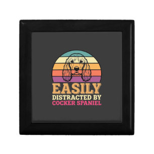 Easily Distracted By Cocker Spaniel Retro Dog Gift Box
