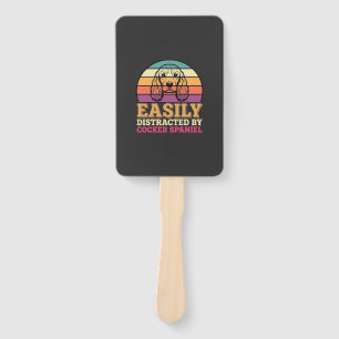 Easily Distracted By Cocker Spaniel Retro Dog Hand Fan