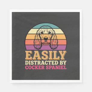 Easily Distracted By Cocker Spaniel Retro Dog Napkins