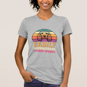 Easily Distracted By Cocker Spaniel Retro Dog T-Shirt