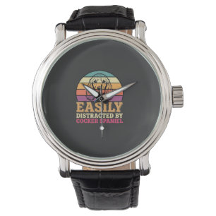 Easily Distracted By Cocker Spaniel Retro Dog Watch