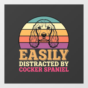 Easily Distracted By Cocker Spaniel Retro Dog Window Cling