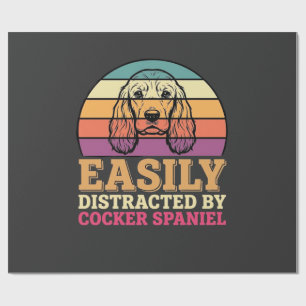 Easily Distracted By Cocker Spaniel Retro Dog Wrapping Paper