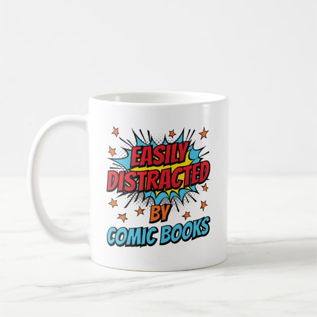 Easily Distracted by Comic Books Comics Lover Coffee Mug (Left)