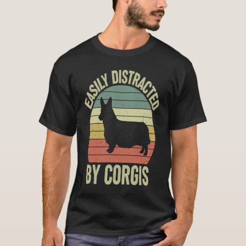 Easily Distracted By Corgis Retro Vintage Corgis T-Shirt