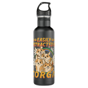 Easily Distracted by Corgis Stainless Steel Water Bottle