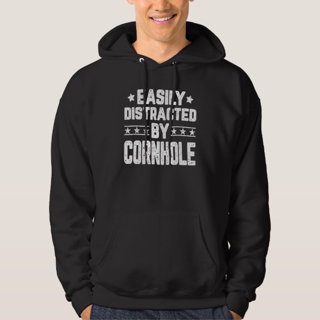 Easily Distracted By Cornhole   Cornhole Game Hoodie (Front)