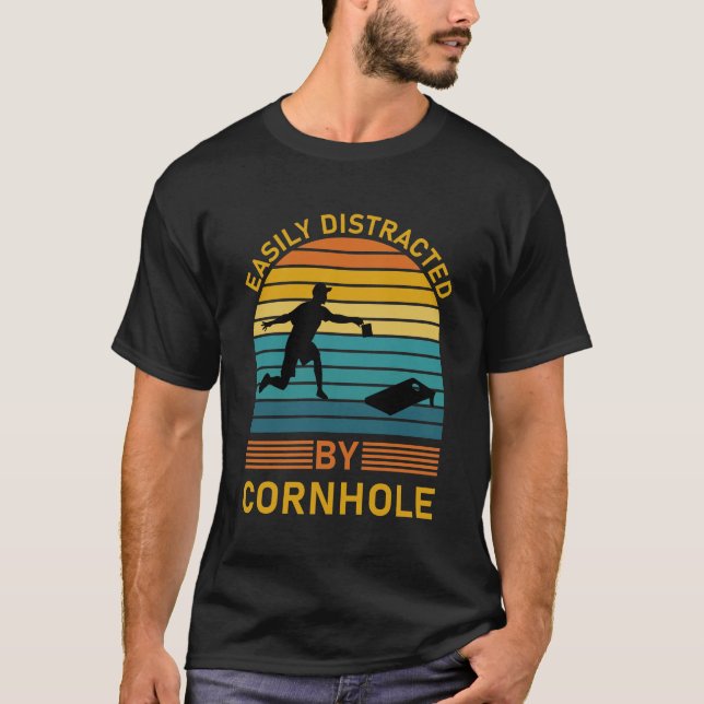 Easily Distracted By Cornhole T-Shirt (Front)