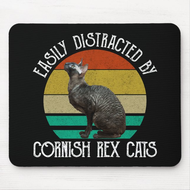 Easily Distracted By Cornish Rex Cats Mouse Pad (Front)