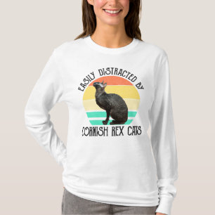 Easily Distracted By Cornish Rex Cats T-Shirt
