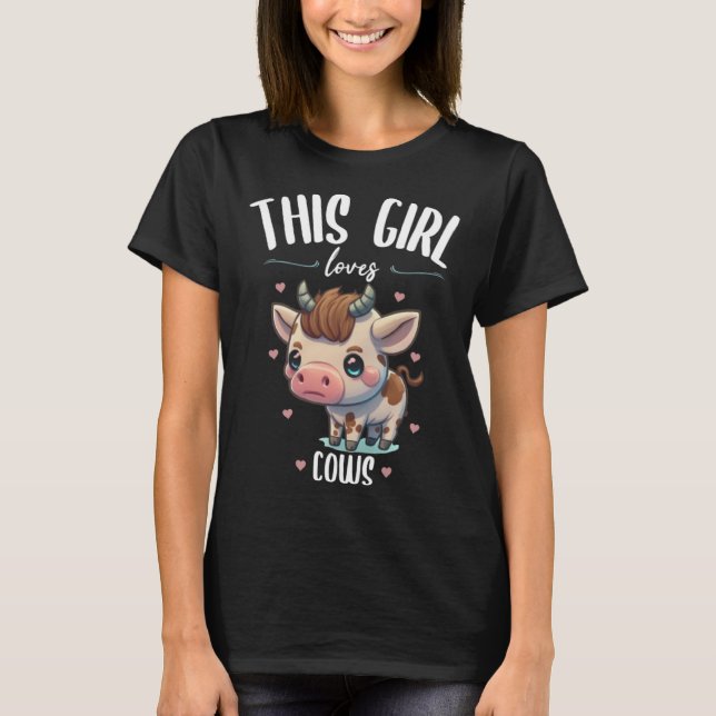 Easily Distracted By Cows  Cute Animal  Fun T-Shirt (Front)