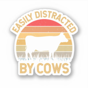 Easily Distracted By Cows Farming Fan. Perfect des Sticker