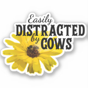 Easily Distracted By Cows Farming Fan Sticker