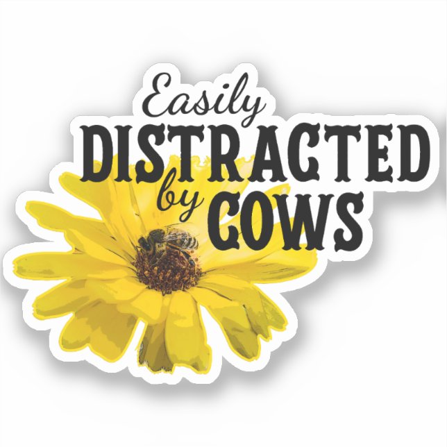 Easily Distracted By Cows Farming Fan Sticker (Front)