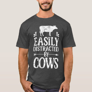 Easily Distracted By Cows Funny Cow Farmer Women T-Shirt