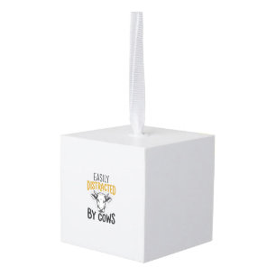Easily Distracted By Cows Funny Cow Lover Shirt_1 Cube Ornament