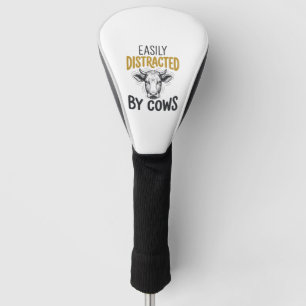 Easily Distracted By Cows Funny Cow Lover Shirt_1 Golf Head Cover