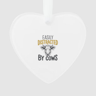 Easily Distracted By Cows Funny Cow Lover Shirt_1 Ornament