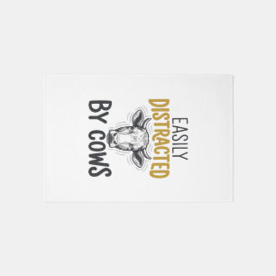 Easily Distracted By Cows Funny Cow Lover Shirt_1 Rug