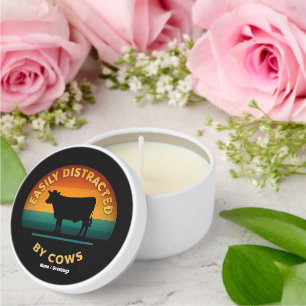 Easily Distracted By Cows Funny Farming Gift Lover Mini Candle Favors