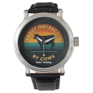 Easily Distracted By Cows Funny Farming Gift Lover Watch