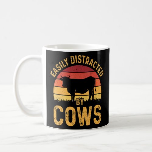 Easily distracted by Cows Harvest Farming Barn Cat Coffee Mug