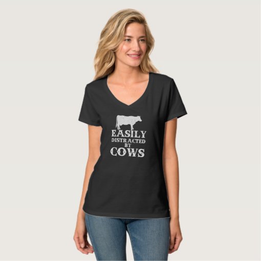 Easily Distracted By Cows T Shirt Zazzle 