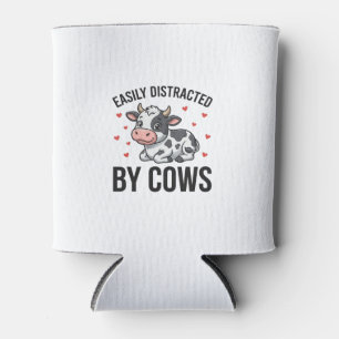 Easily Distracted by Cows Vintage Cow Graphic_1 Can Cooler