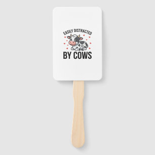 Easily Distracted by Cows Vintage Cow Graphic_1 Hand Fan