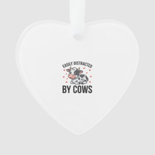 Easily Distracted by Cows Vintage Cow Graphic_1 Ornament