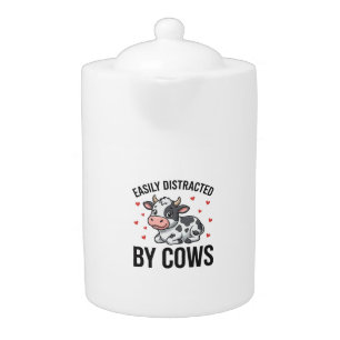 Easily Distracted by Cows Vintage Cow Graphic_1 Teapot