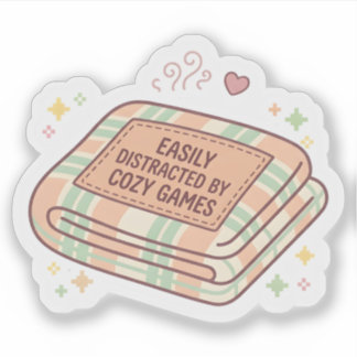 Easily Distracted By Cozy Games Pastel Blanket Sticker