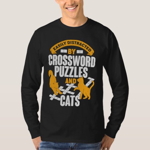 Easily Distracted By Crossword Puzzles And Cats T_Shirt