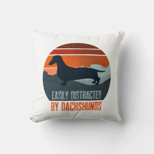 Easily Distracted By Dachshunds Dog Walking Throw Pillow