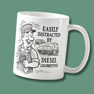 Easily Distracted By Diesel Locomotives Trains Coffee Mug