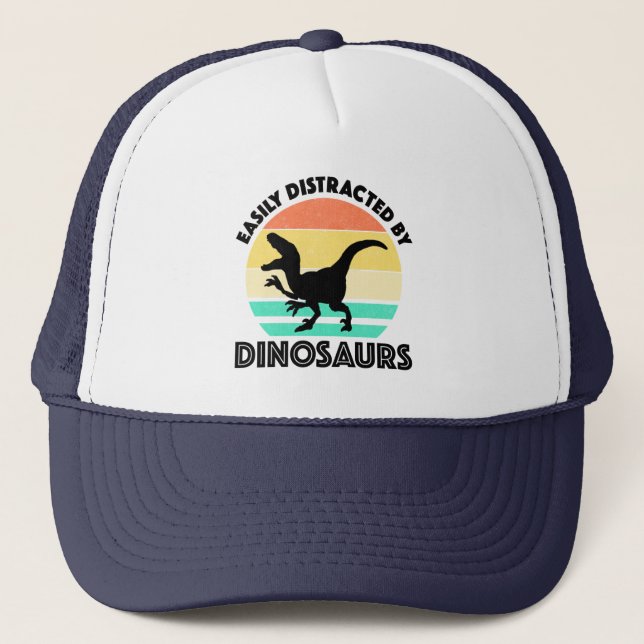 Easily Distracted By Dinosaurs Trucker Hat (Front)