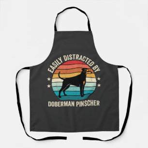 Easily Distracted by Doberman Pinscher Retro Sunse Apron