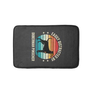 Easily Distracted by Doberman Pinscher Retro Sunse Bath Mat