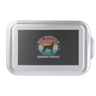 Easily Distracted by Doberman Pinscher Retro Sunse Cake Pan