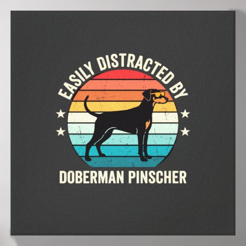 Easily Distracted by Doberman Pinscher Retro Sunse Canvas Photo Tile