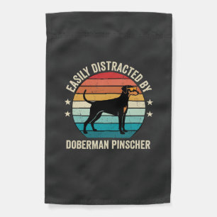 Easily Distracted by Doberman Pinscher Retro Sunse Garden Flag