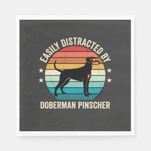 Easily Distracted by Doberman Pinscher Retro Sunse Napkins