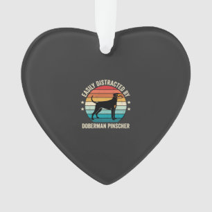 Easily Distracted by Doberman Pinscher Retro Sunse Ornament