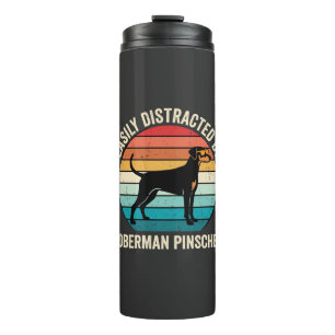 Easily Distracted by Doberman Pinscher Retro Sunse Thermal Tumbler