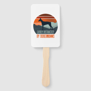 Easily Distracted By Dobermanns Dog Walking Hand Fan