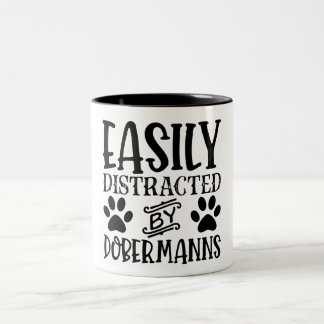 Easily Distracted By Dobermanns Two-Tone Coffee Mug