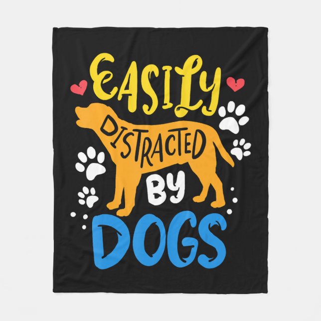 Easily distracted by dog fleece blanket (Front)