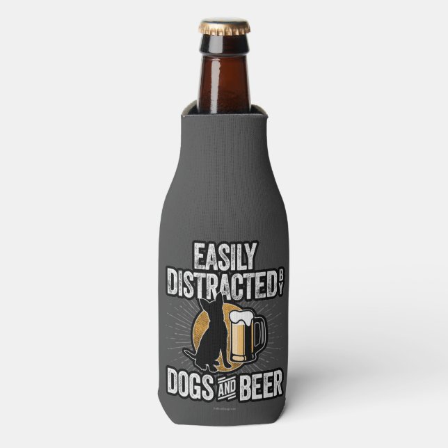 Easily Distracted by Dogs and Beer Bottle Cooler (Bottle Front)