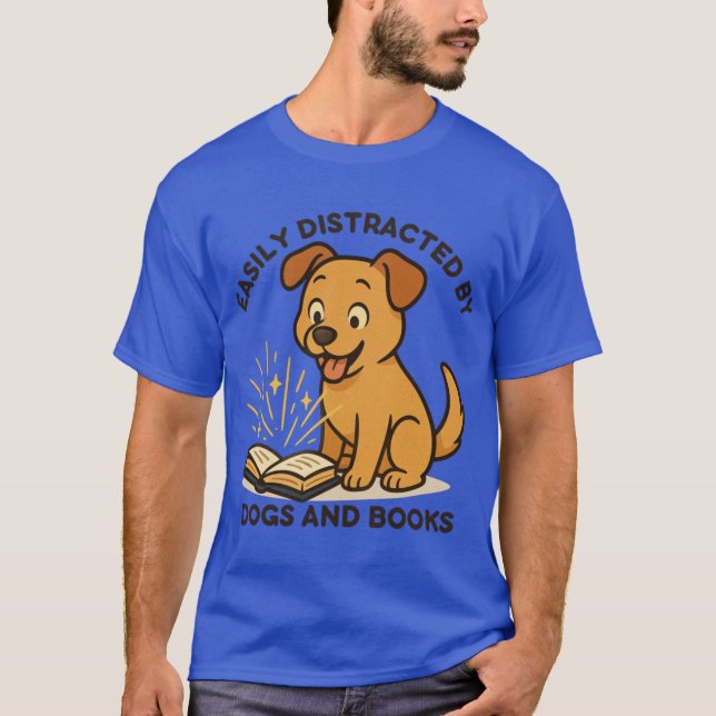 Easily Distracted By Dogs And Book boy T-Shirt (Front)